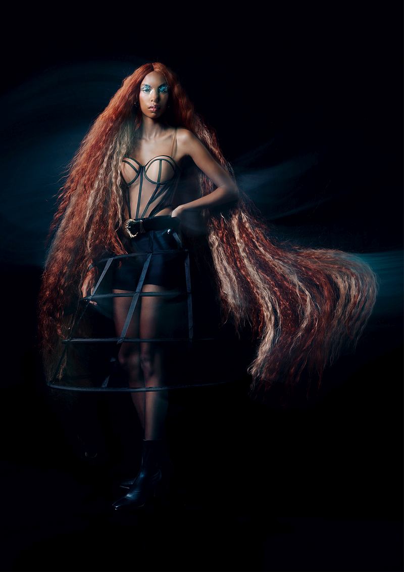 Very Long Copper and Blonde Crimped Hair - Kelly Manu - Aetheria Collection